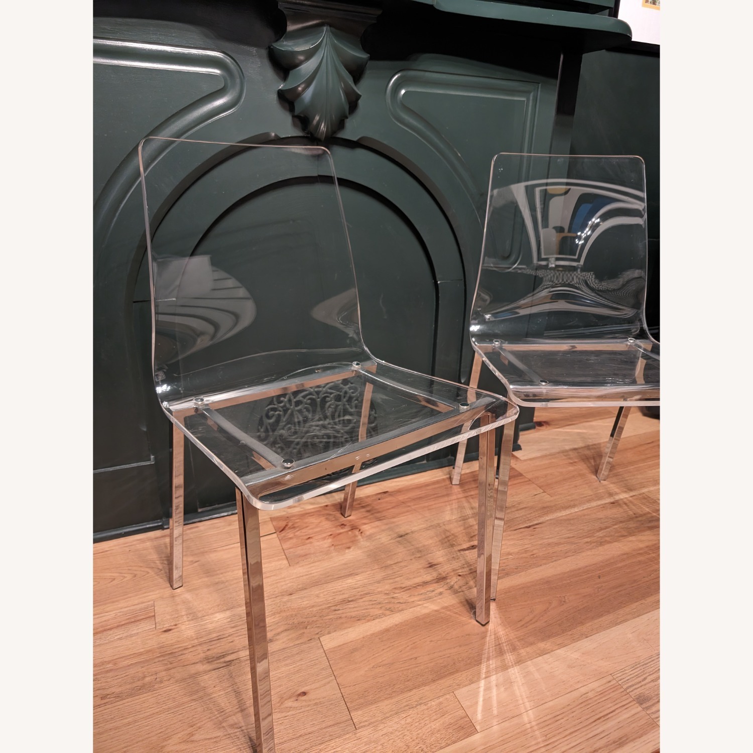 CB2 Lucite Chiaro Nickel Chairs - image-2