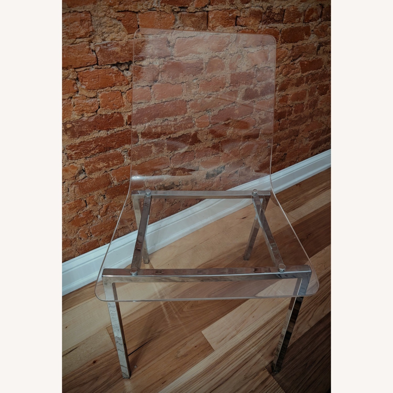 CB2 Lucite Chiaro Nickel Chairs - image-1