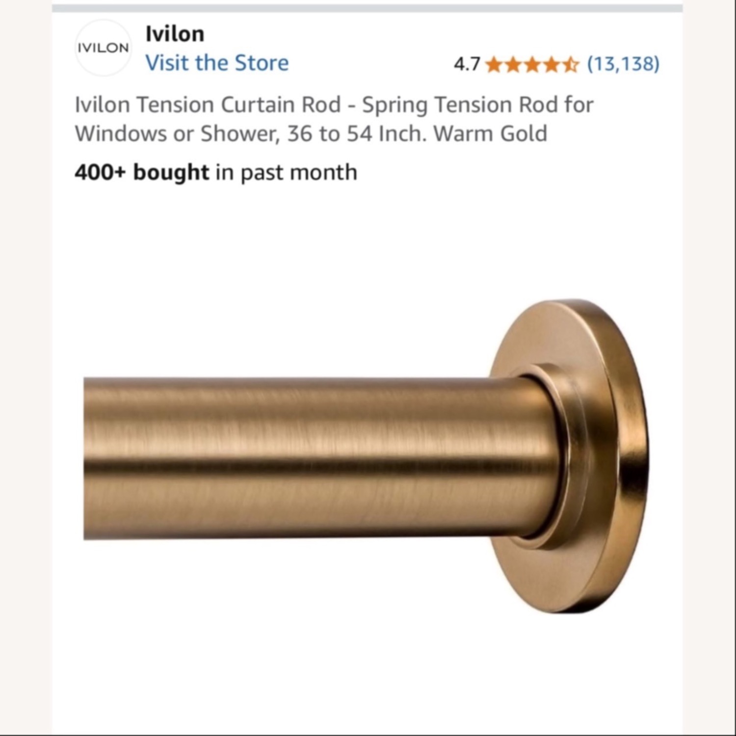 Ivilon Tension Curtain Rods for Windows 36-54" - image-5