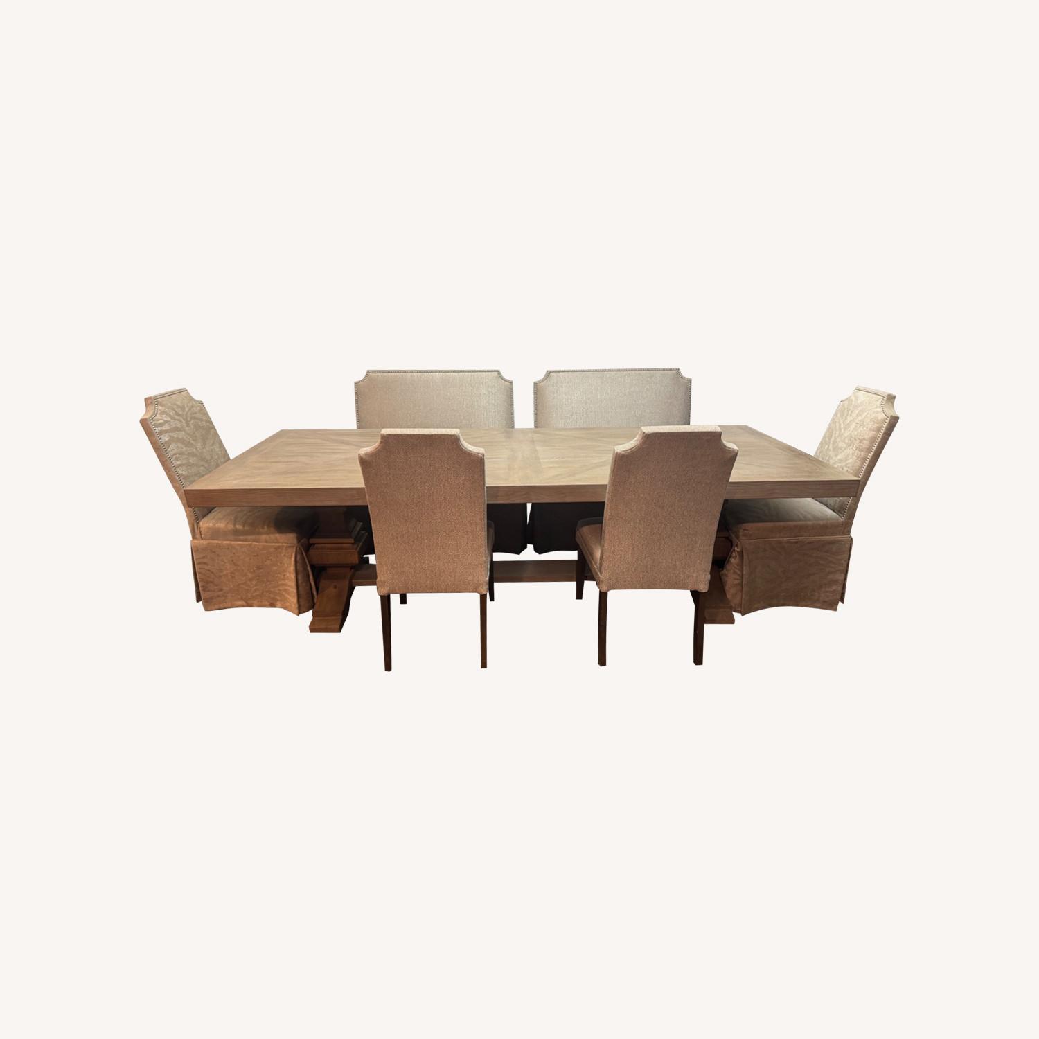 Light Grey Dining Table Set with Chairs - image-0