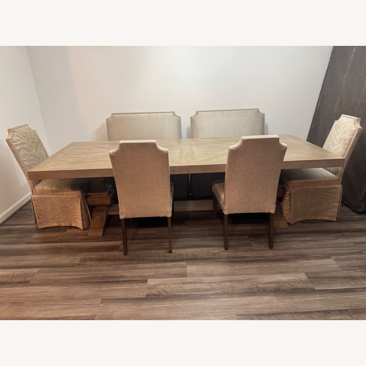 Light Grey Dining Table Set with Chairs - image-1