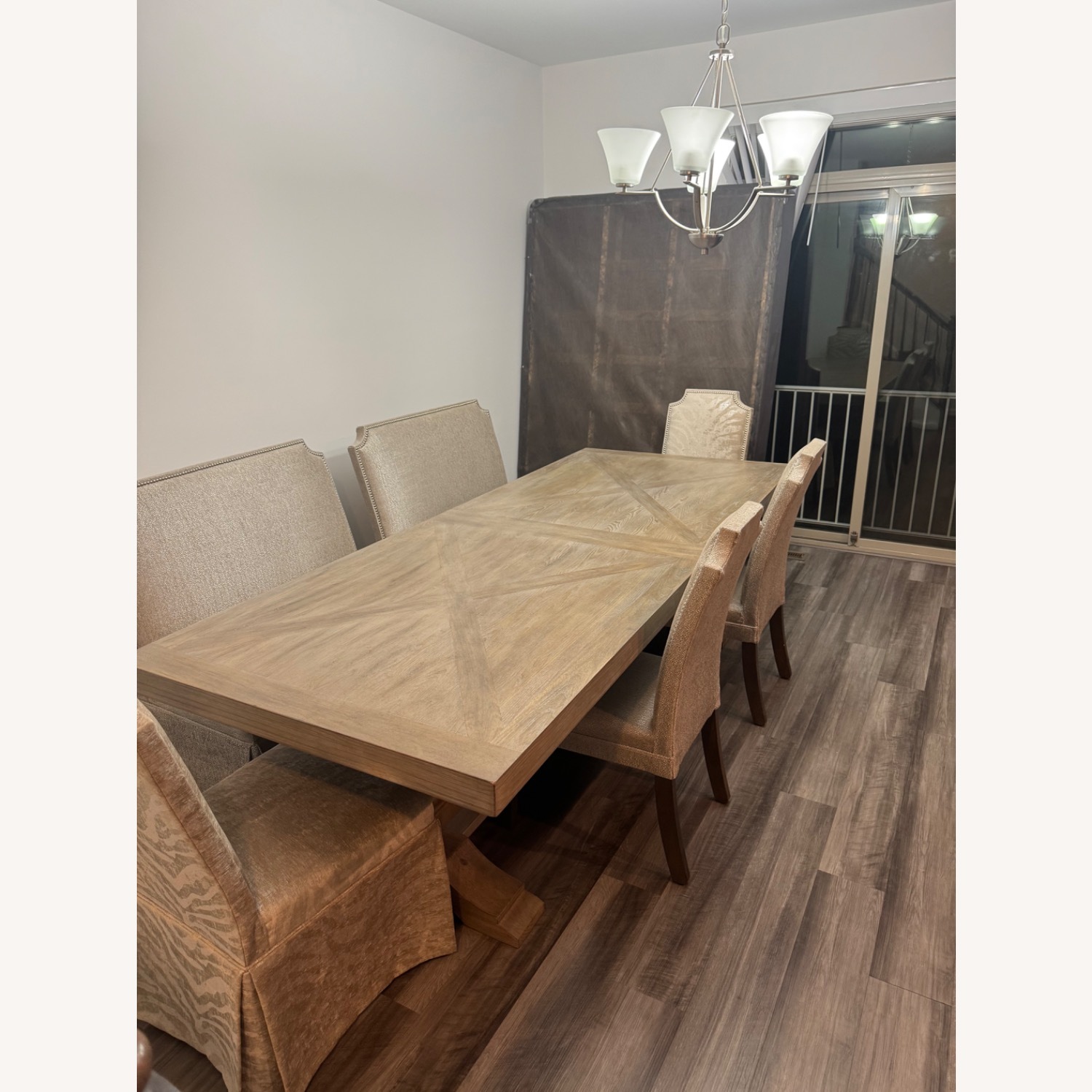 Light Grey Dining Table Set with Chairs - image-2