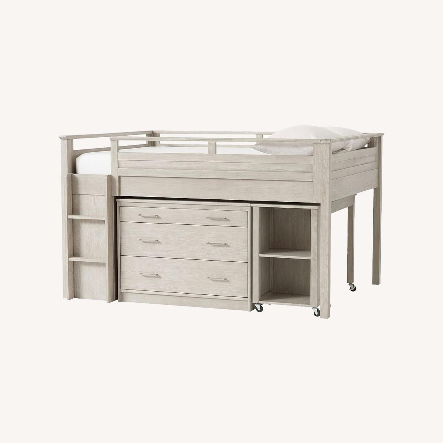 PB Teen Sleep & Study Low Loft Bed - Brushed Fog - image-0