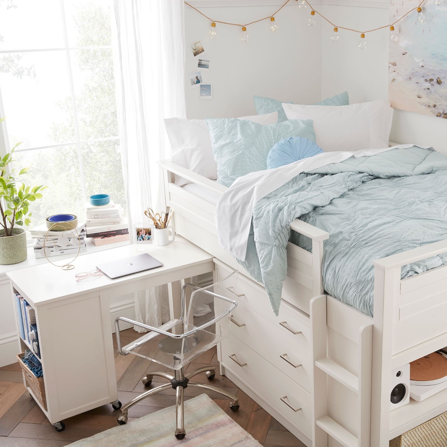 PB Teen Sleep & Study Low Loft Bed - Brushed Fog - image-2