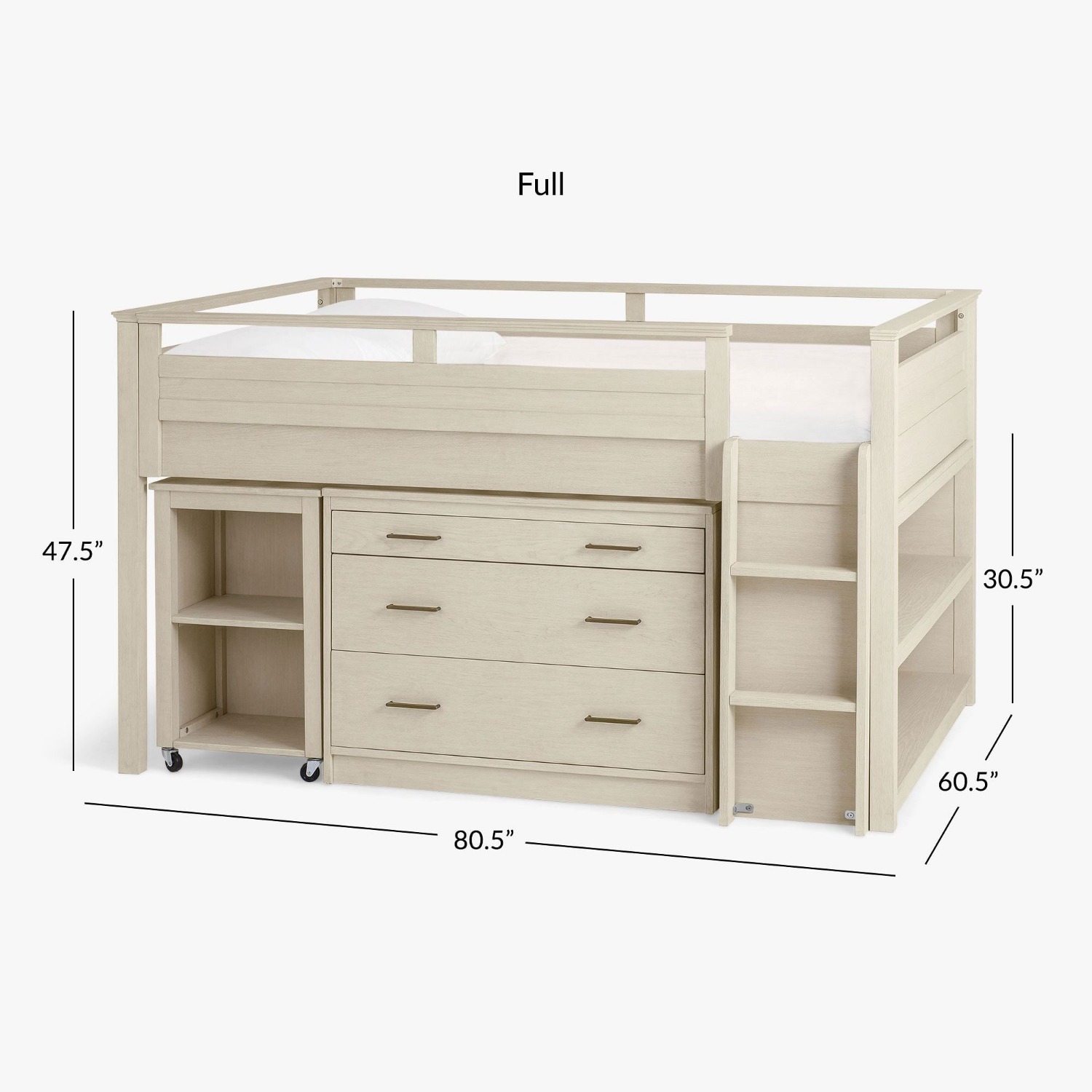 PB Teen Sleep & Study Low Loft Bed - Brushed Fog - image-3