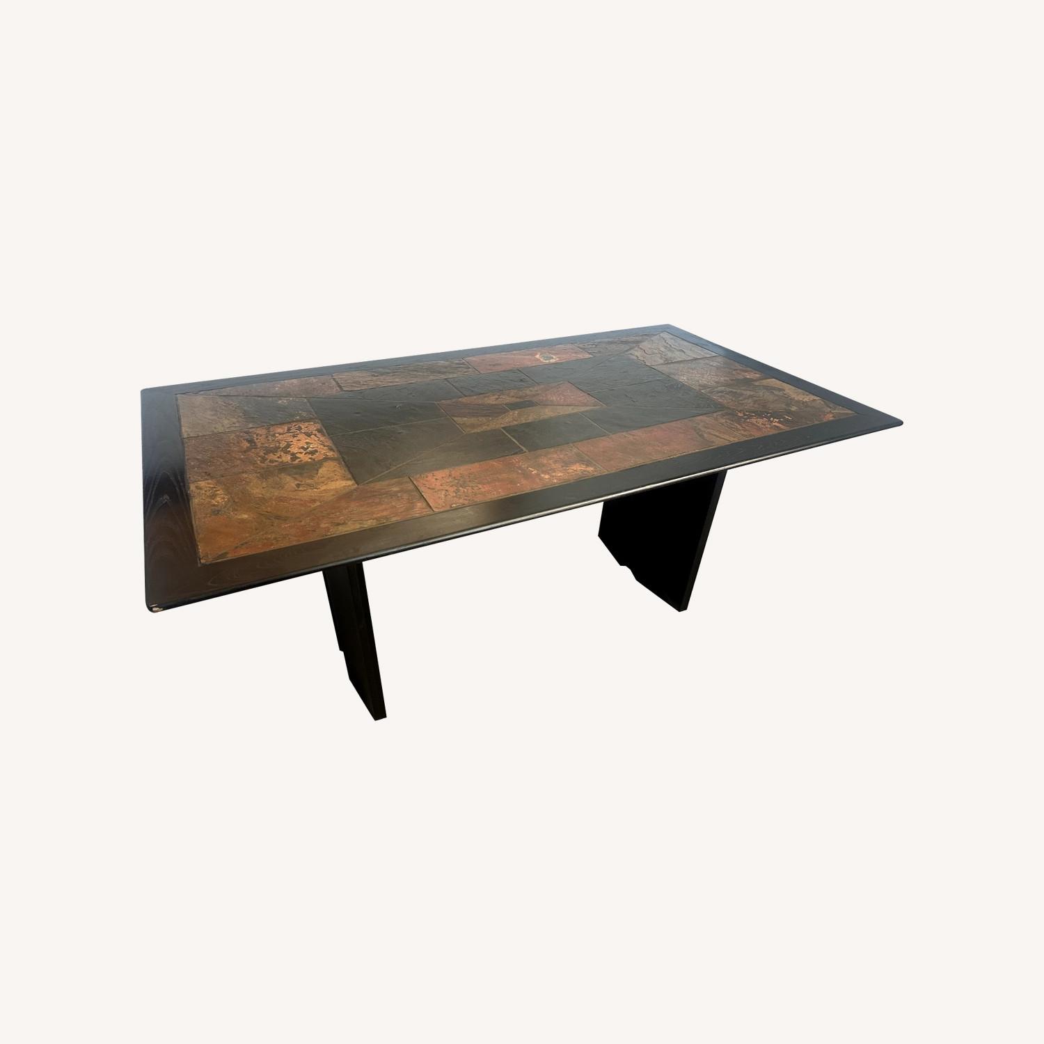 Mid-Century Modern Slate Stone Dining Table - image-0