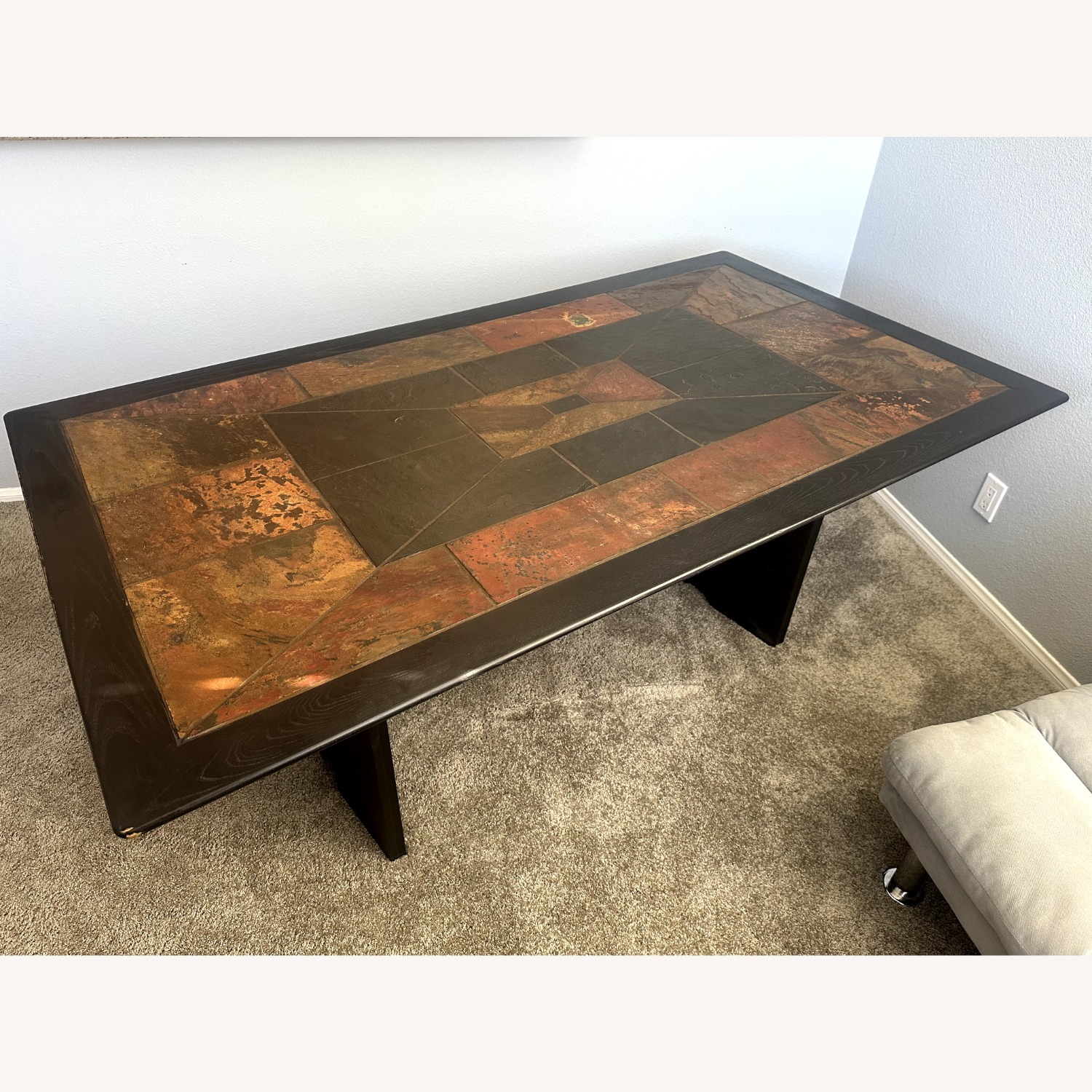 Mid-Century Modern Slate Stone Dining Table - image-6