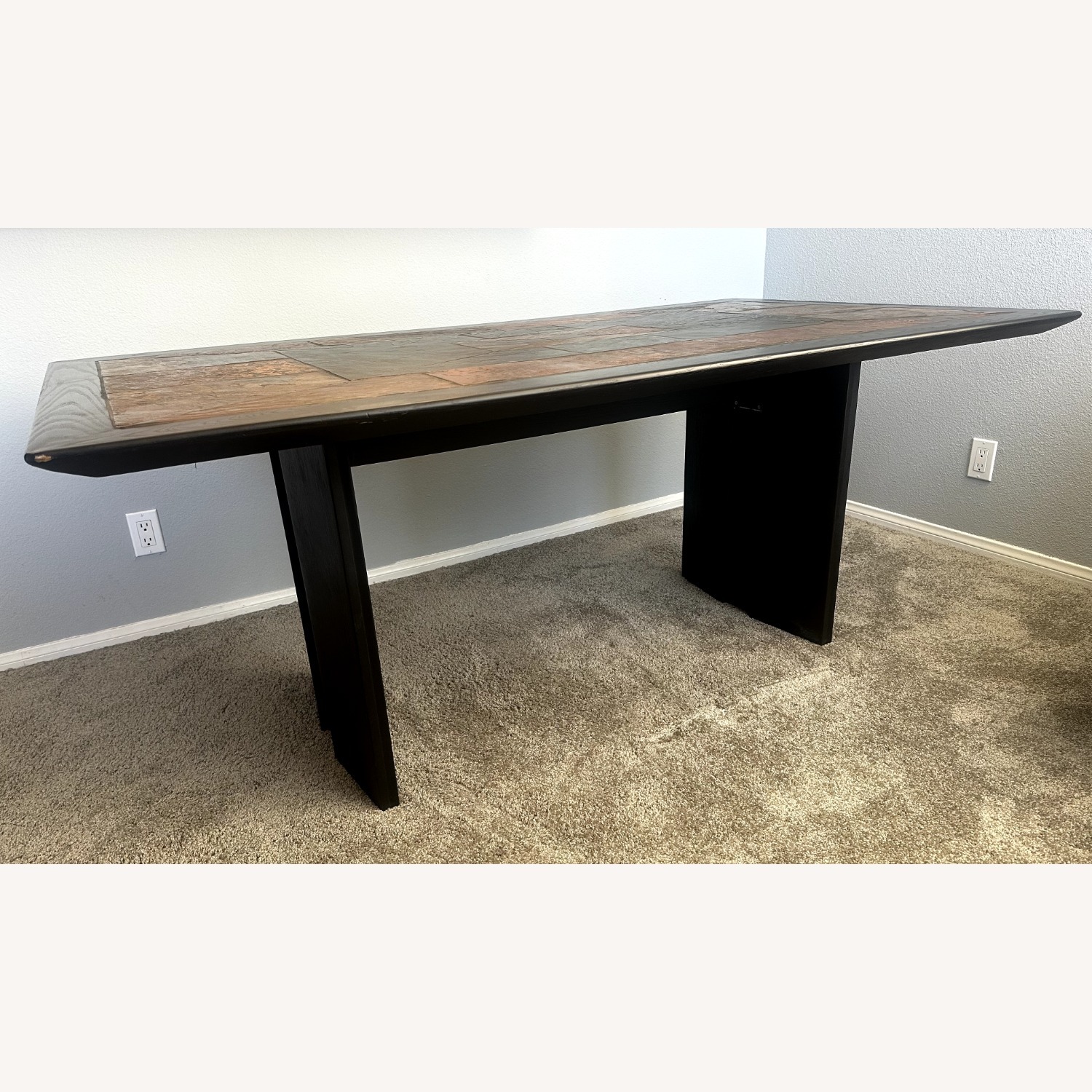 Mid-Century Modern Slate Stone Dining Table - image-4
