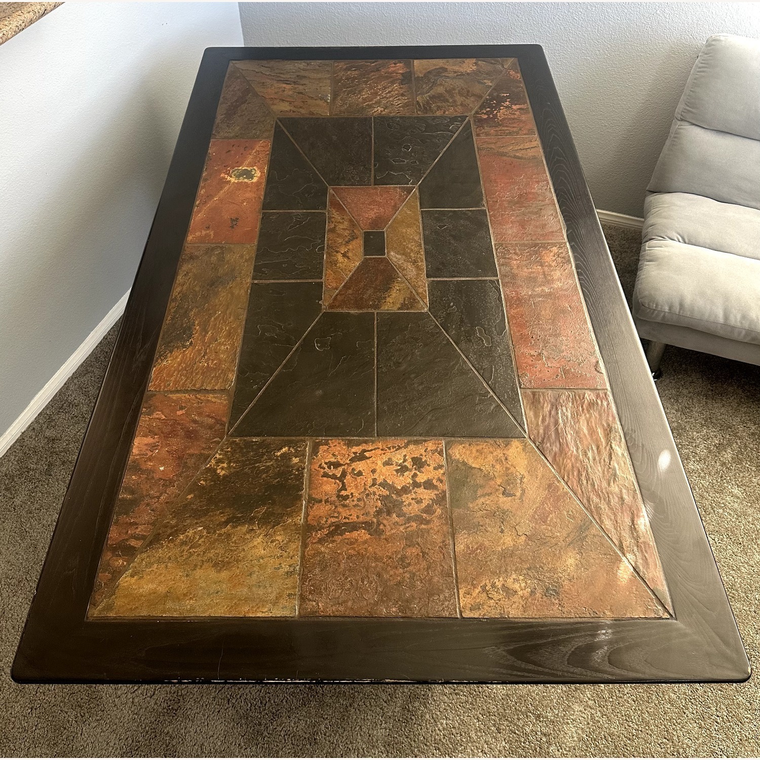 Mid-Century Modern Slate Stone Dining Table - image-2