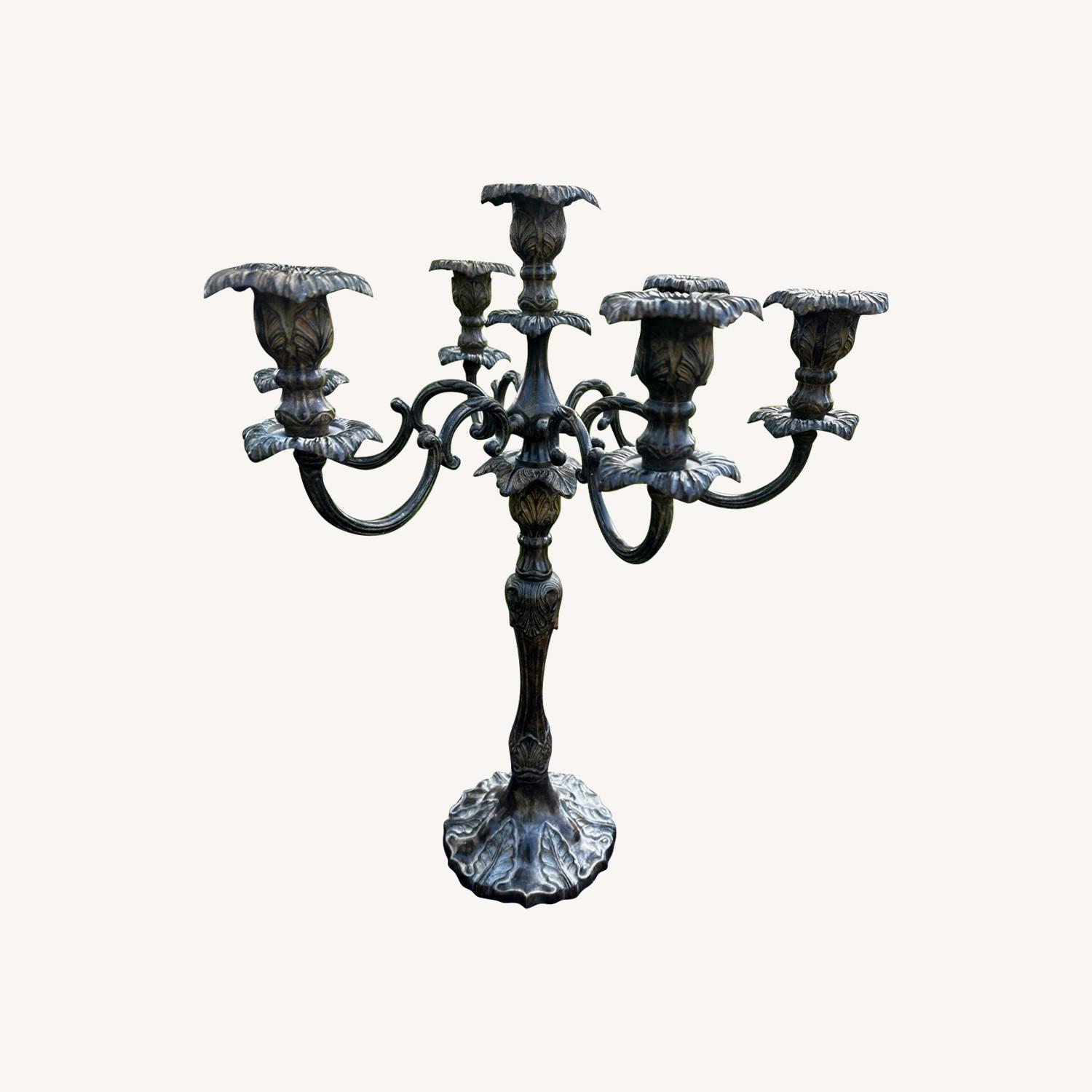 Pair of Candleabras 6 Arm Antique Heavy Ornate - image-0