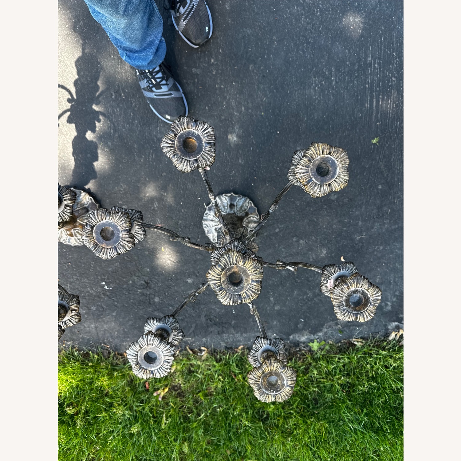 Pair of Candleabras 6 Arm Antique Heavy Ornate - image-2