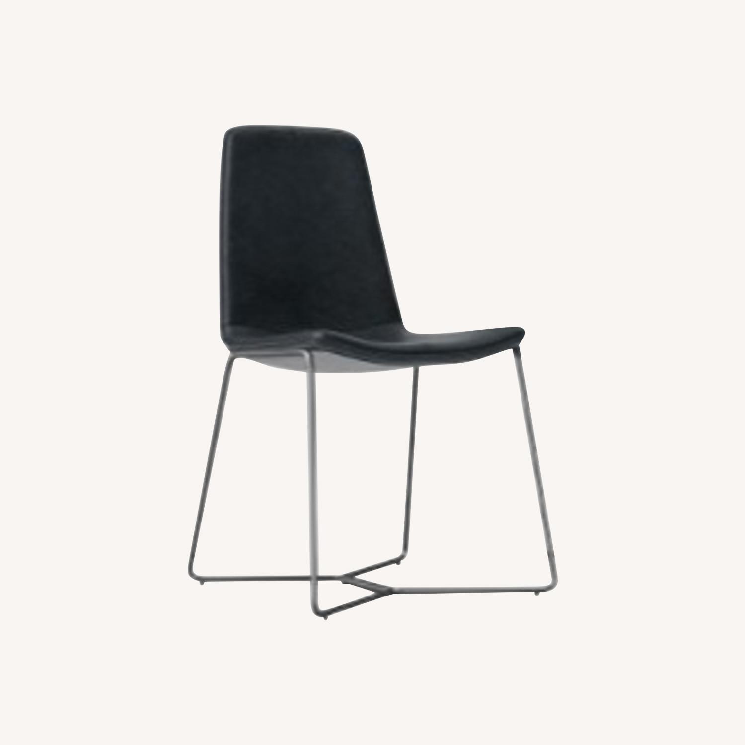 West Elm Slope Leather Dining Chairs - image-0