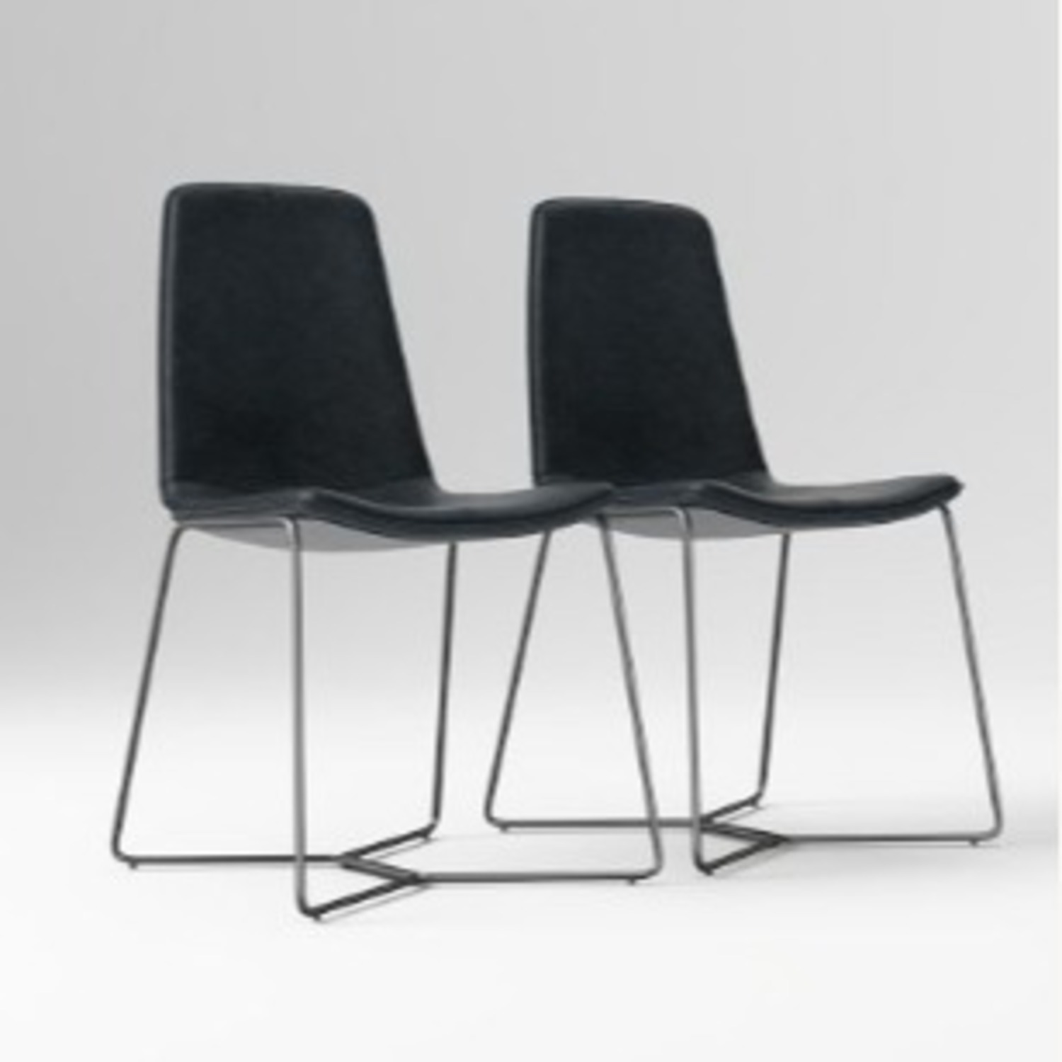 West Elm Slope Leather Dining Chairs - image-2