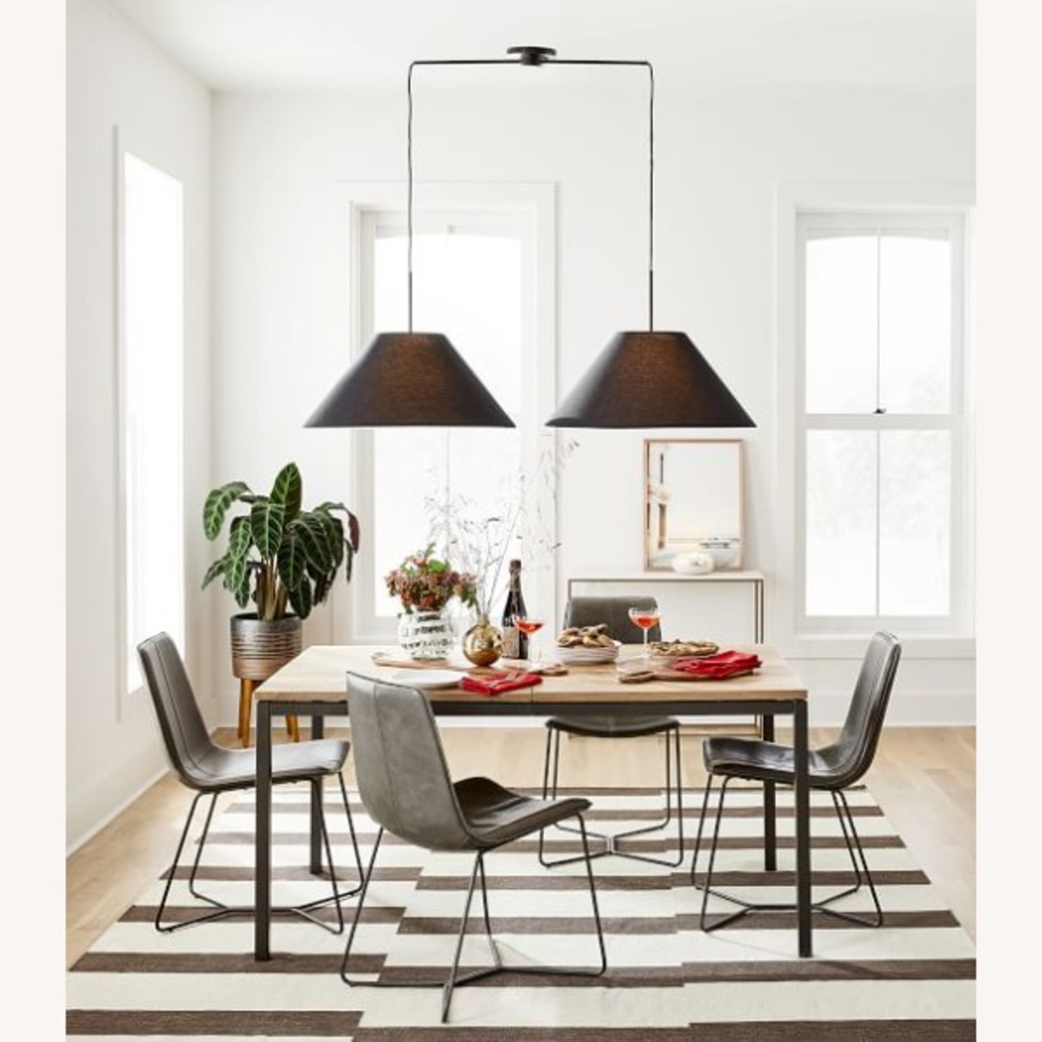 West Elm Slope Leather Dining Chairs - image-1