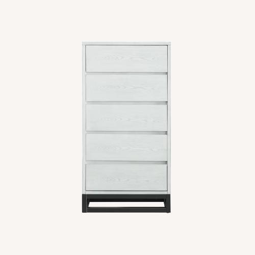 Used Tall Grey Washed Wooden Dresser for sale on AptDeco