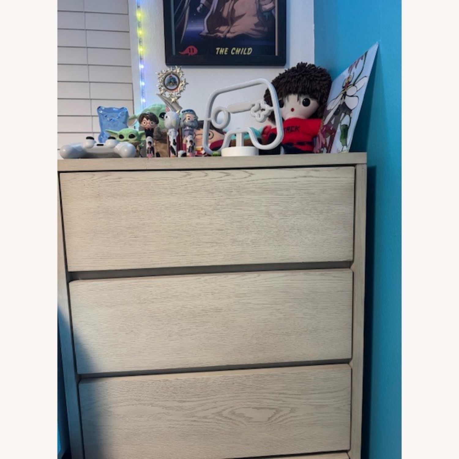 Tall Grey Washed Wooden Dresser - image-2