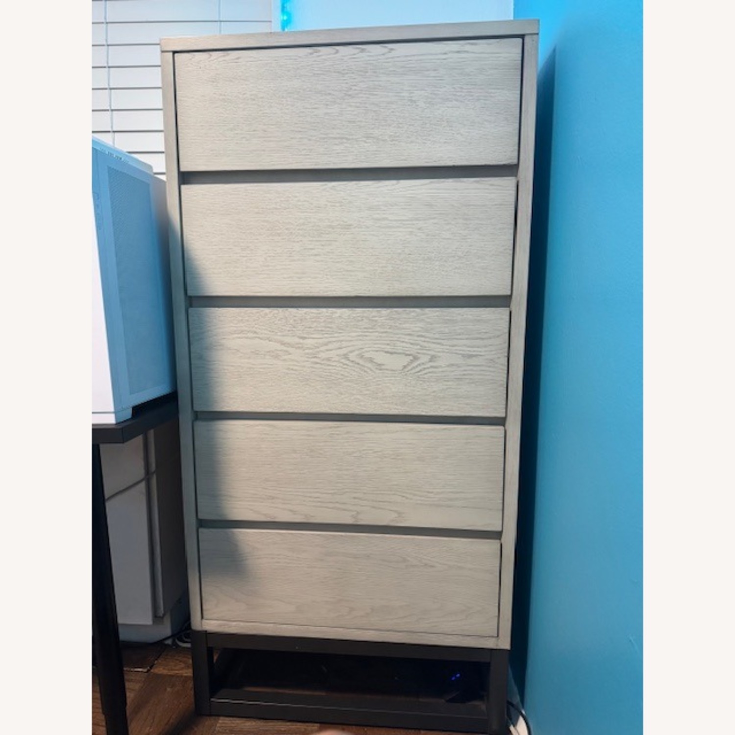 Tall Grey Washed Wooden Dresser - image-1