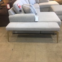 Upholstered Leather Bench W Heavy Brass Legs 