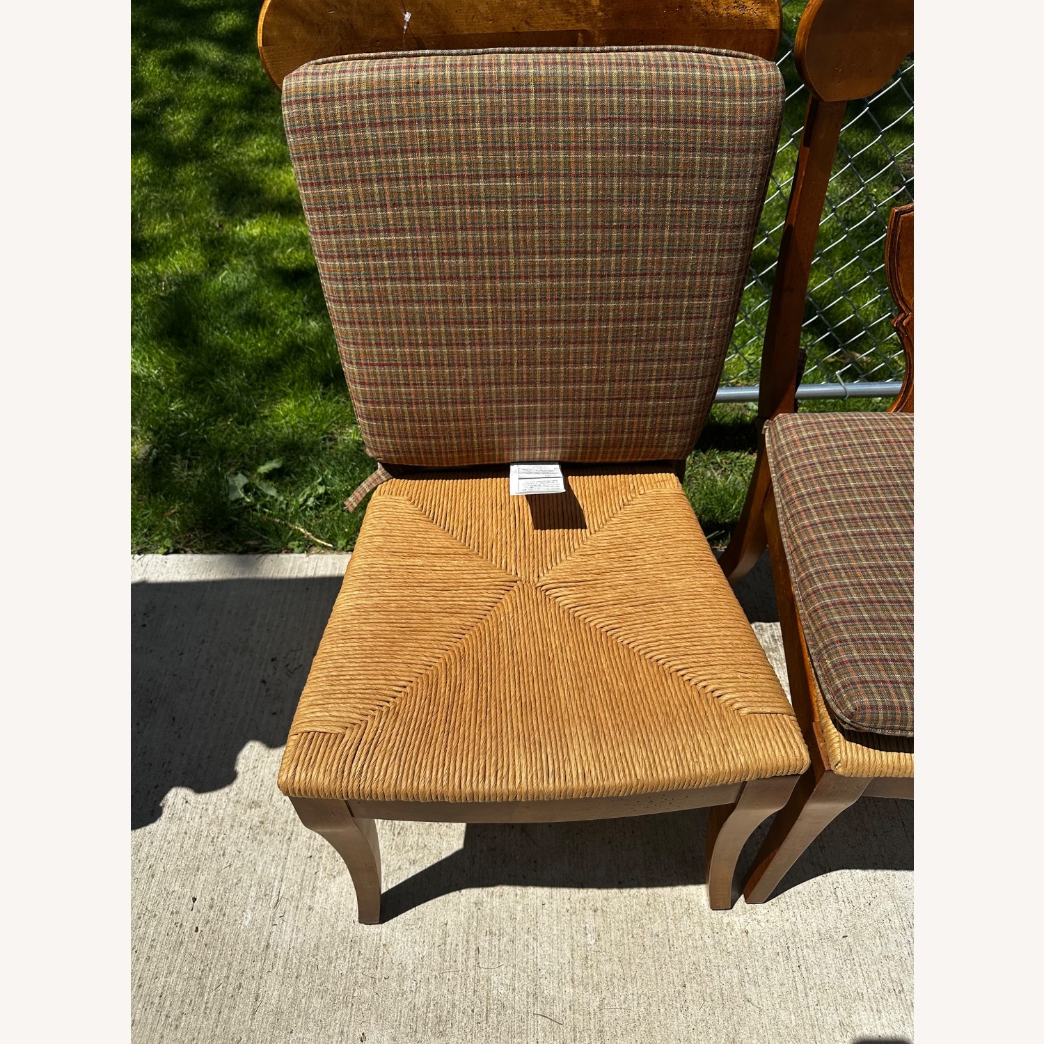 Pair of Stanley Furniture Chairs Wicker Seat Rush - image-1