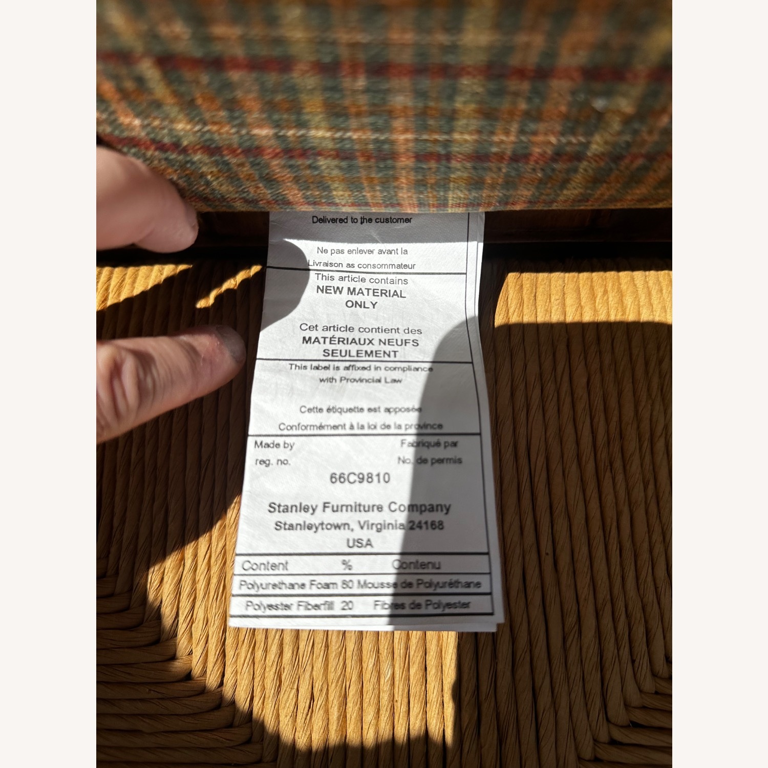 Pair of Stanley Furniture Chairs Wicker Seat Rush - image-2