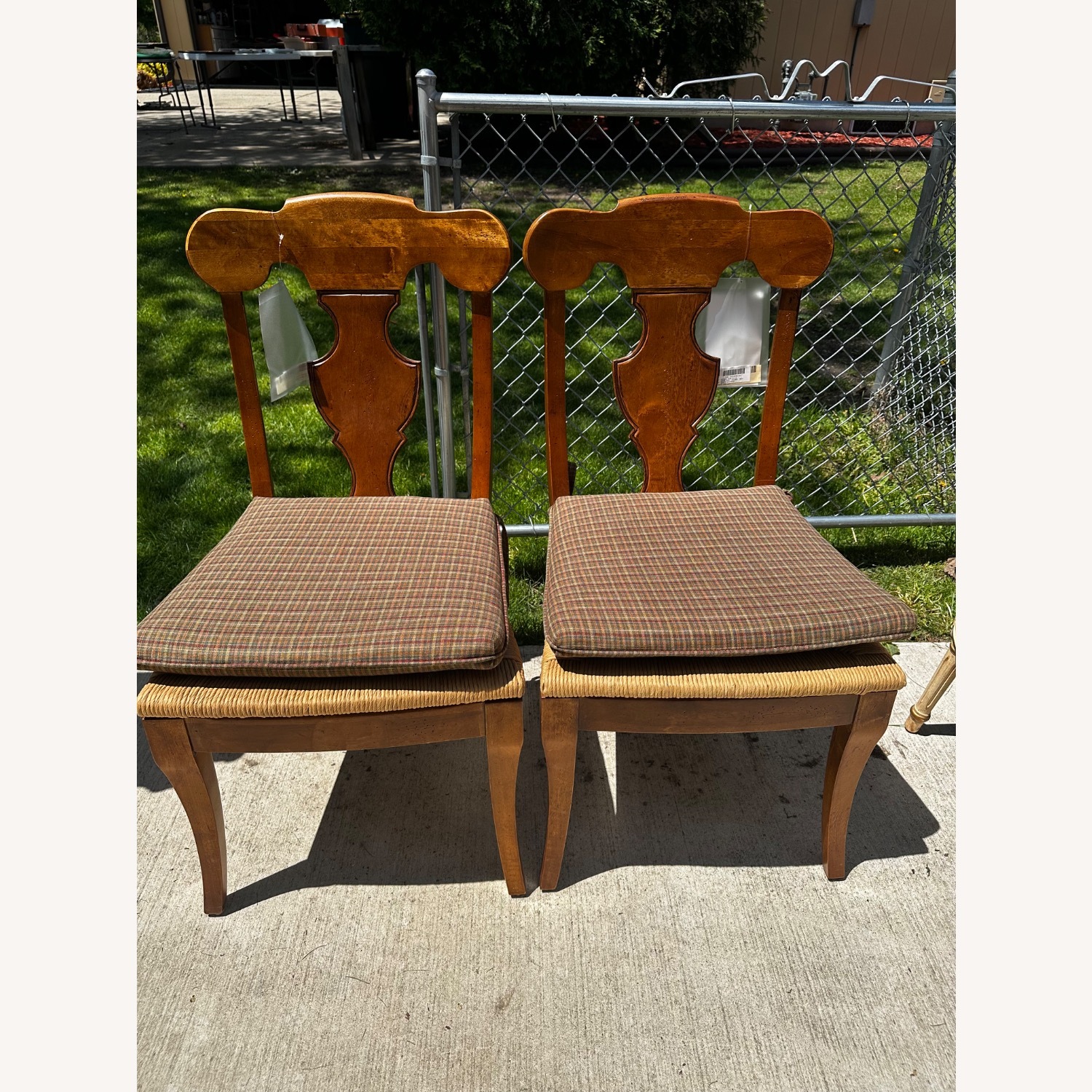 Pair of Stanley Furniture Chairs Wicker Seat Rush - image-6