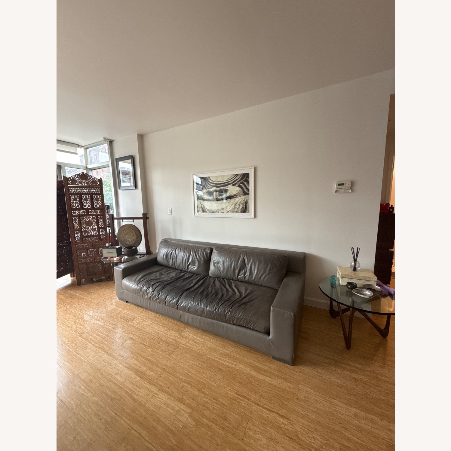 Restoration Hardware Modena Track Leather Sofa - image-6