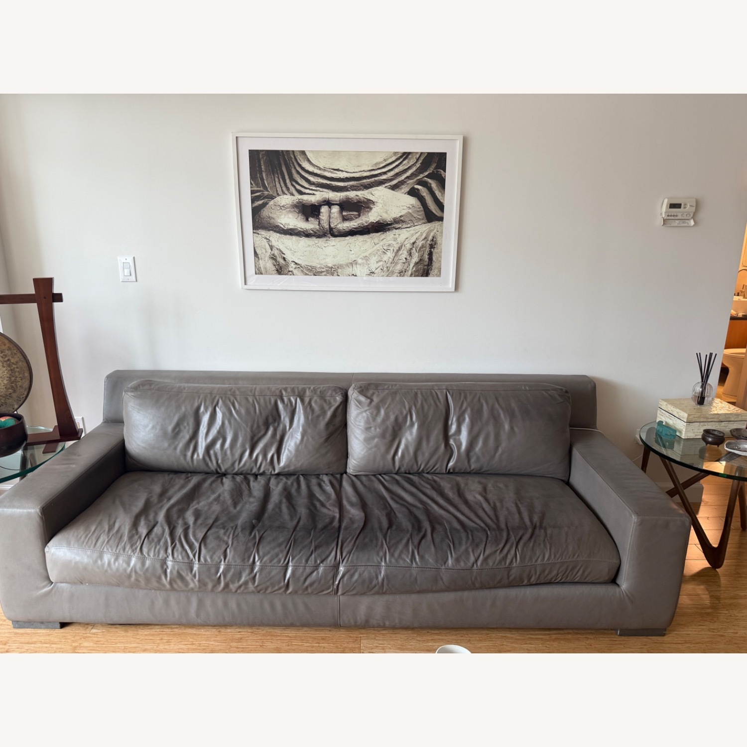 Restoration Hardware Modena Track Leather Sofa - image-3