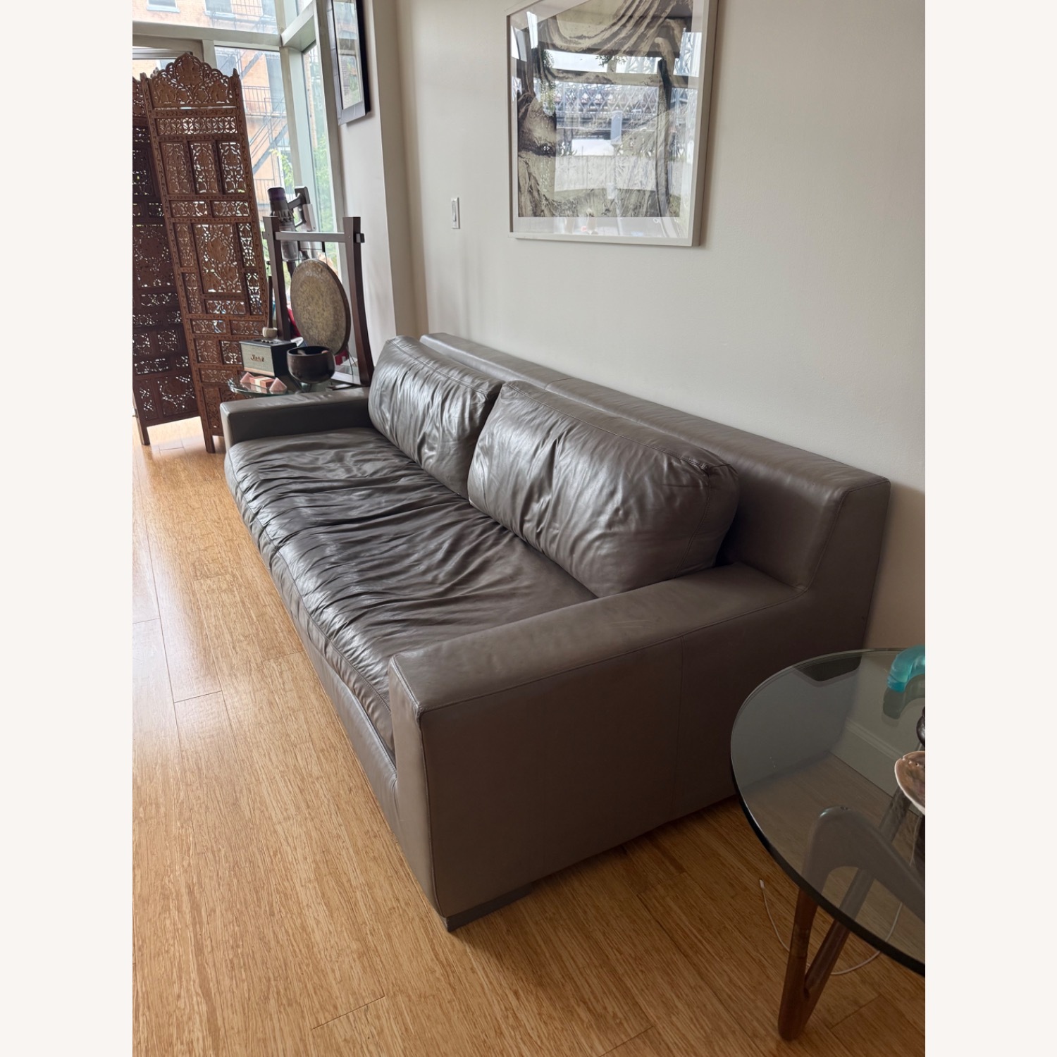 Restoration Hardware Modena Track Leather Sofa - image-5