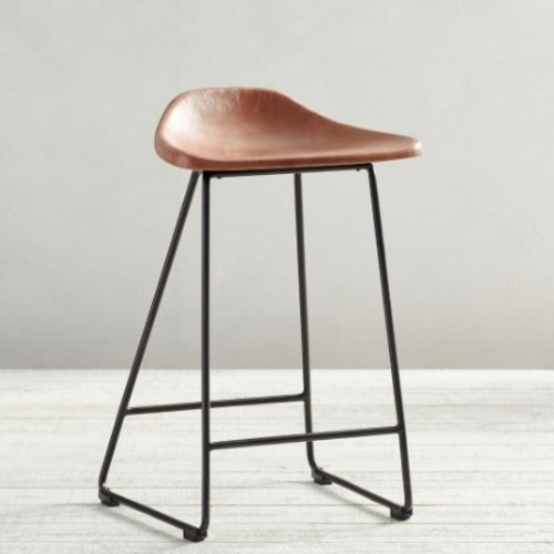 Used Pottery Barn Leather Stools Set of 3 for sale on AptDeco