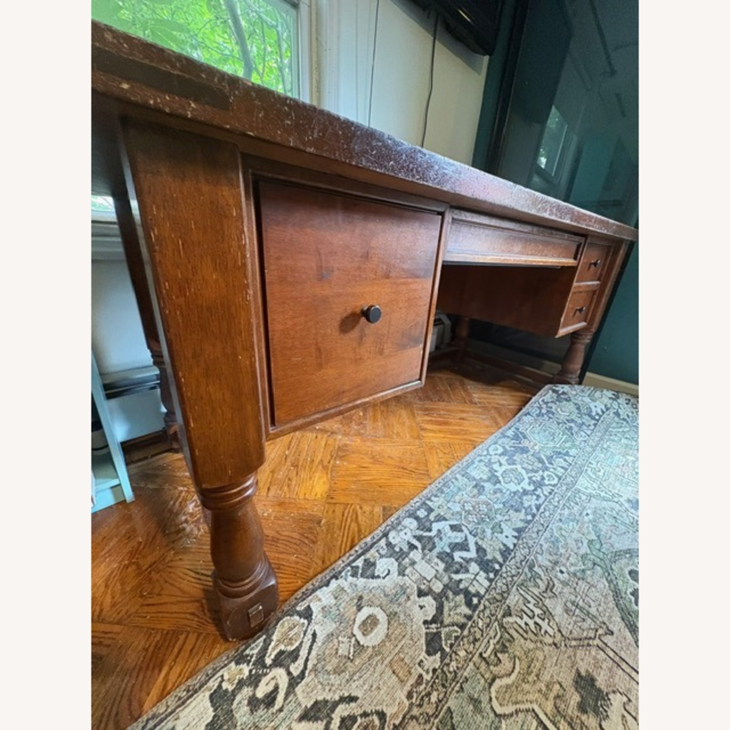 Antique Wooden Executive Desk - image-4