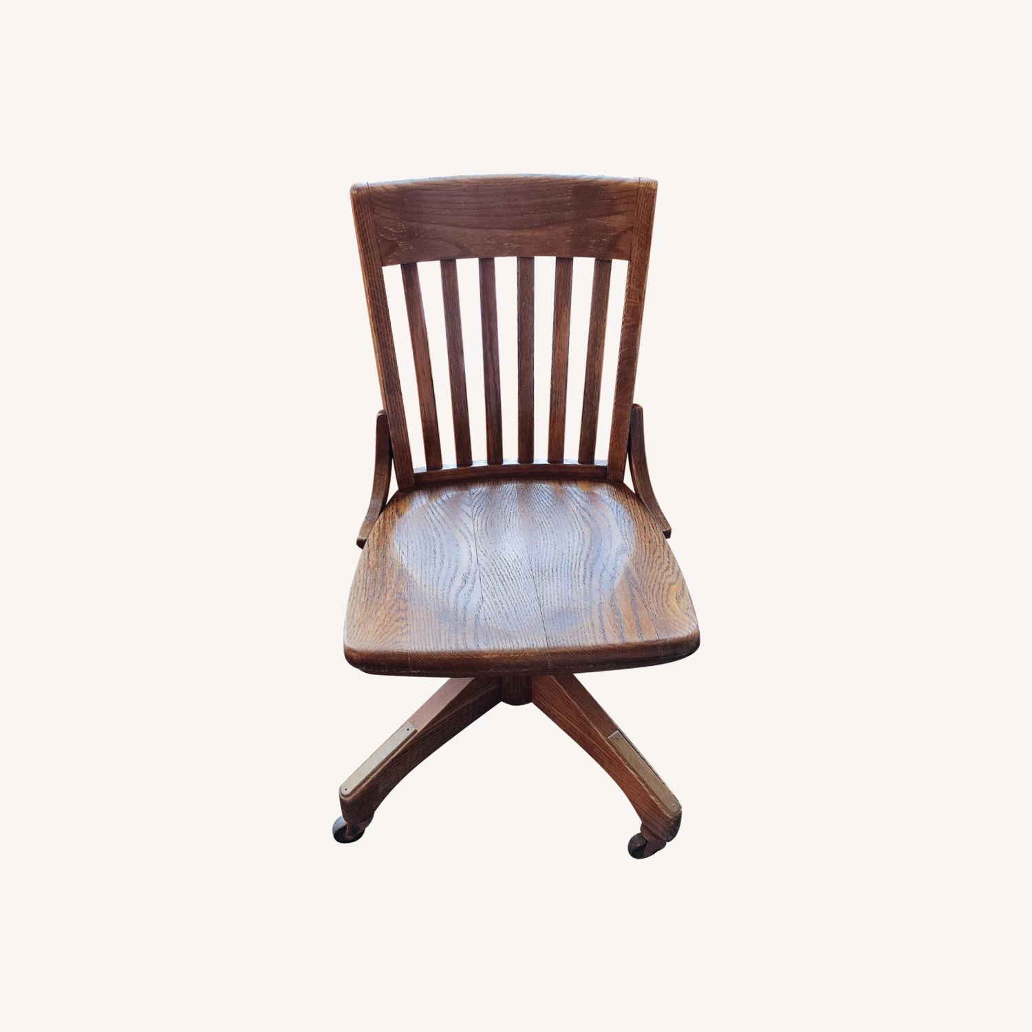 Vintage Swivel Rock n Rolling OAK Desk Chair - image-0