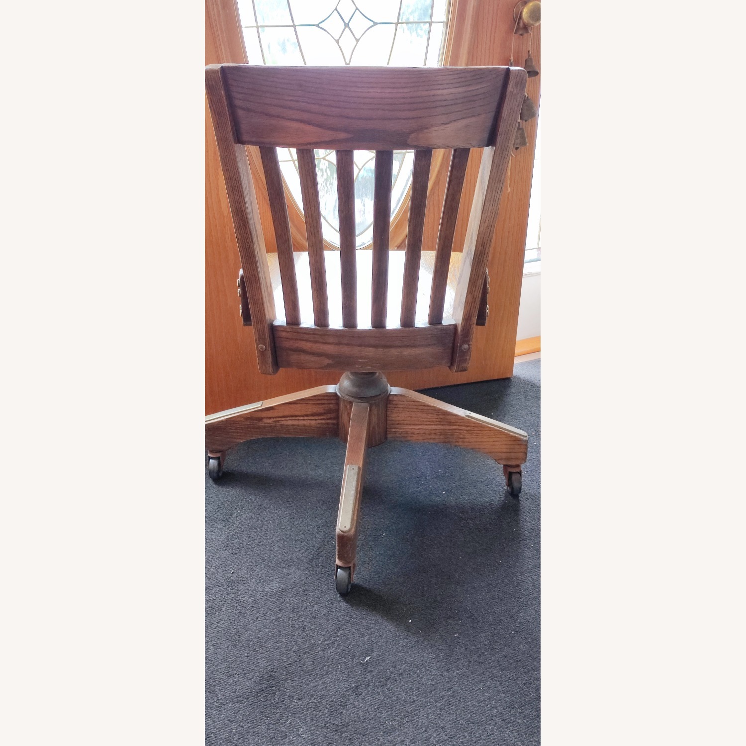 Vintage Swivel Rock n Rolling OAK Desk Chair - image-6