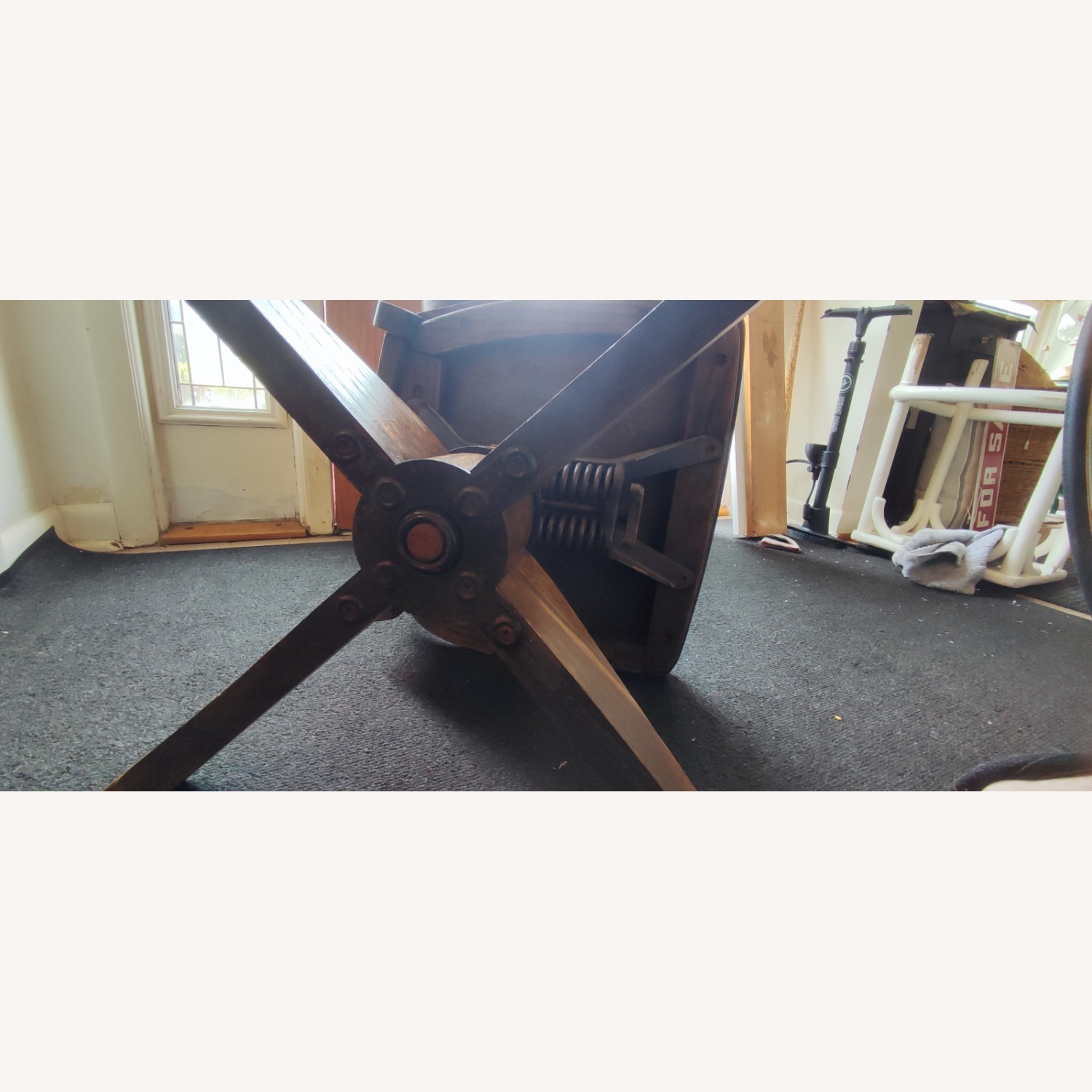 Vintage Swivel Rock n Rolling OAK Desk Chair - image-5