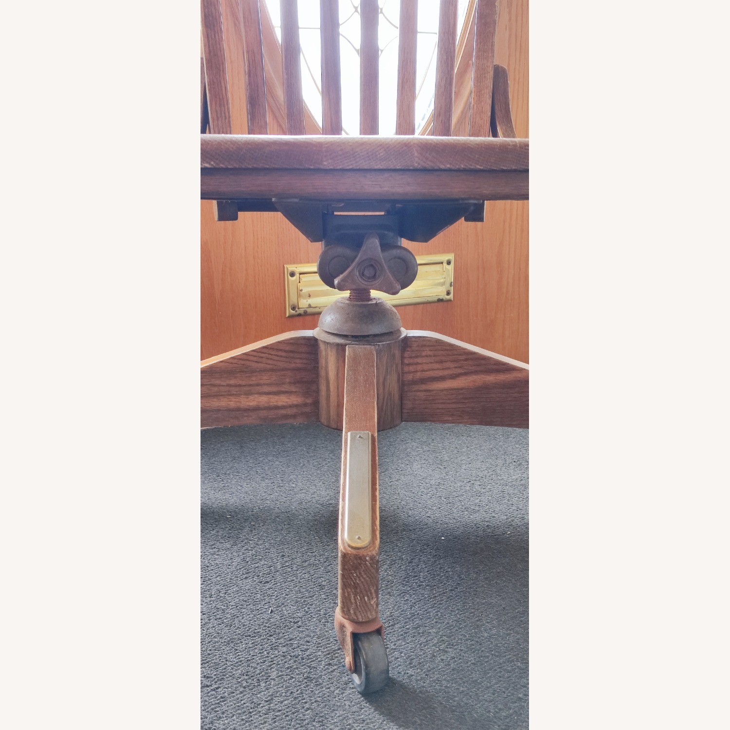 Vintage Swivel Rock n Rolling OAK Desk Chair - image-3