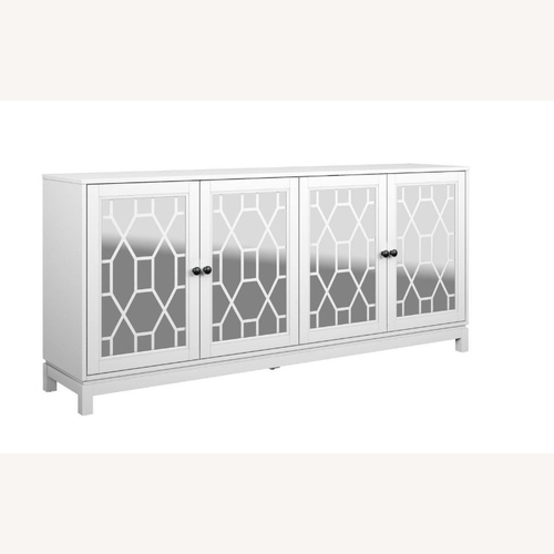 Used White MDF 71.5 in. Sideboard with Mirrored Doors for sale on AptDeco