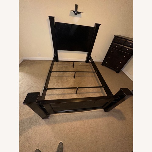 Used Dark Brown Wood Queen Bed Frame for sale on AptDeco