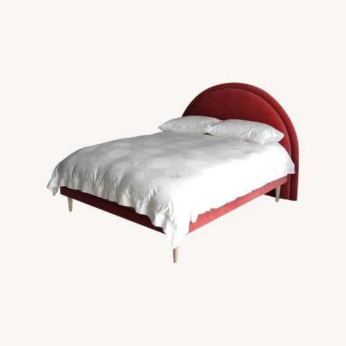 Used Custom made Velvet Bed With Linen Canopy for sale on AptDeco