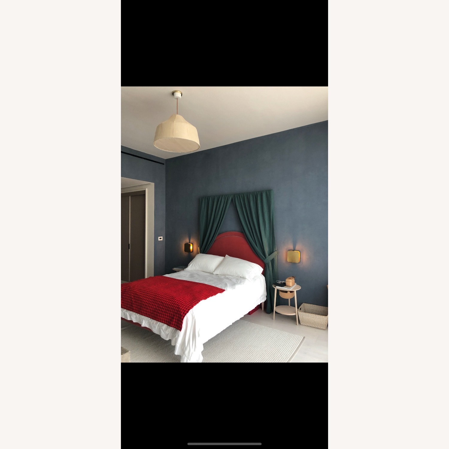 Custom made Velvet Bed With Linen Canopy - image-3