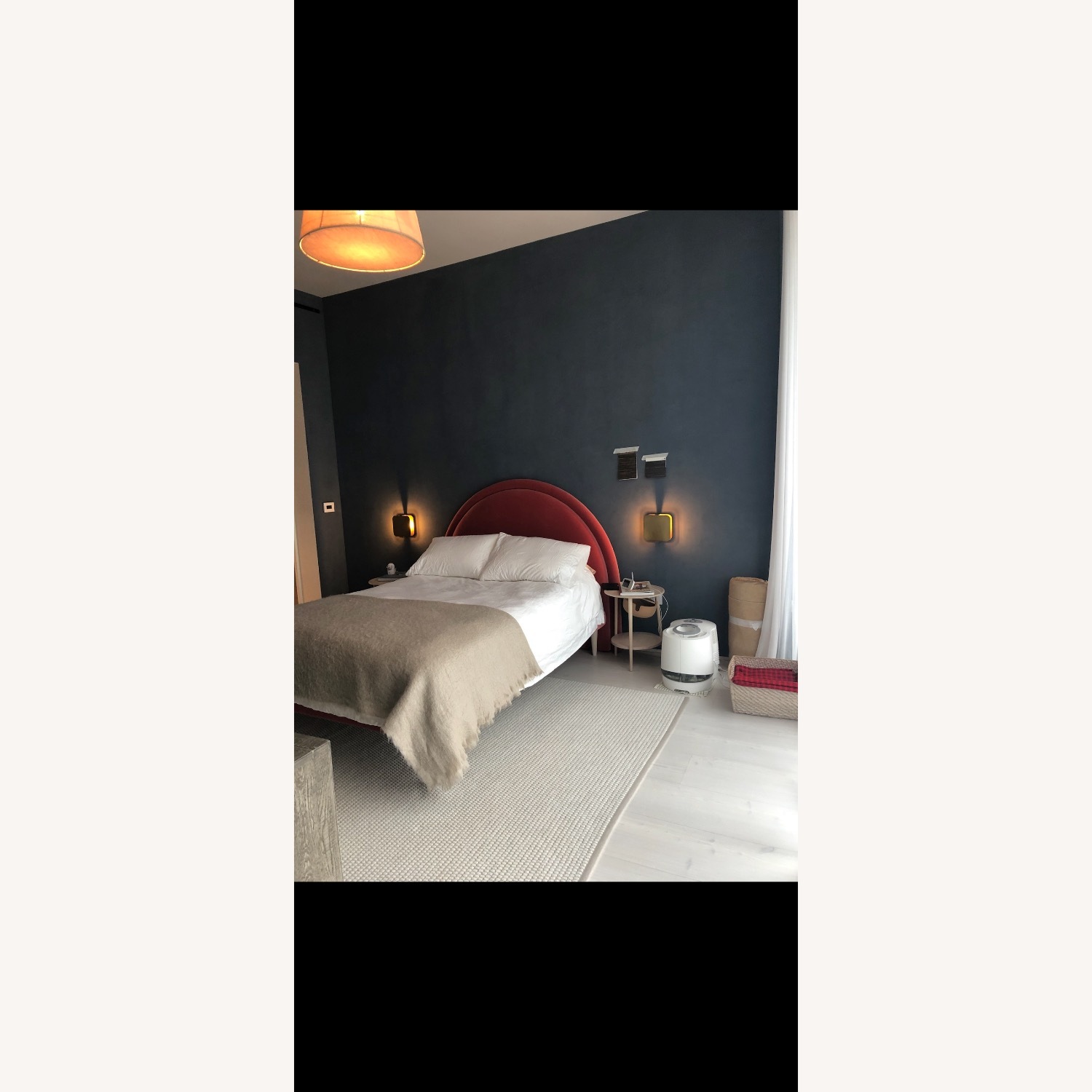 Custom made Velvet Bed With Linen Canopy - image-4