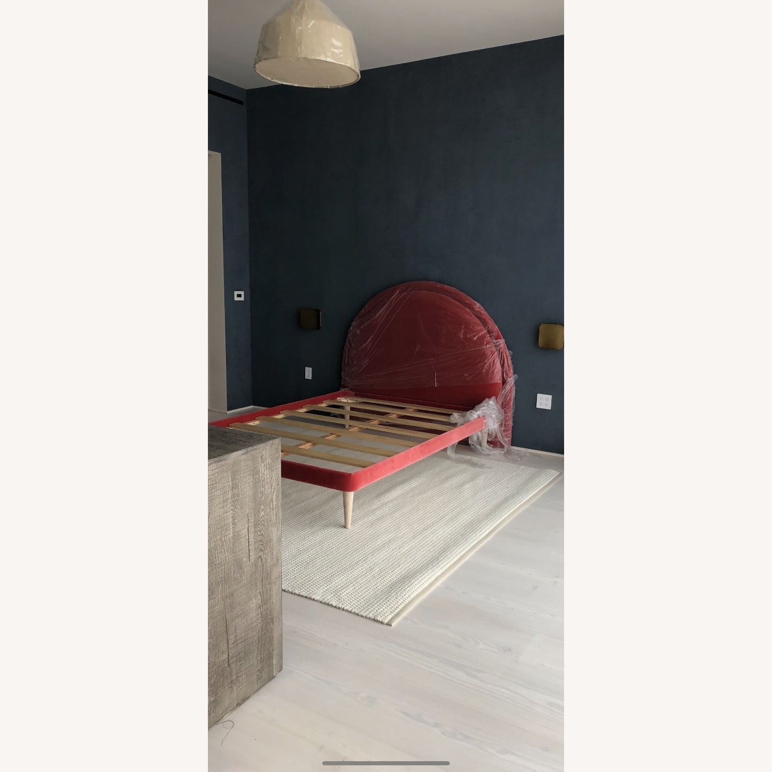 Custom made Velvet Bed With Linen Canopy - image-0