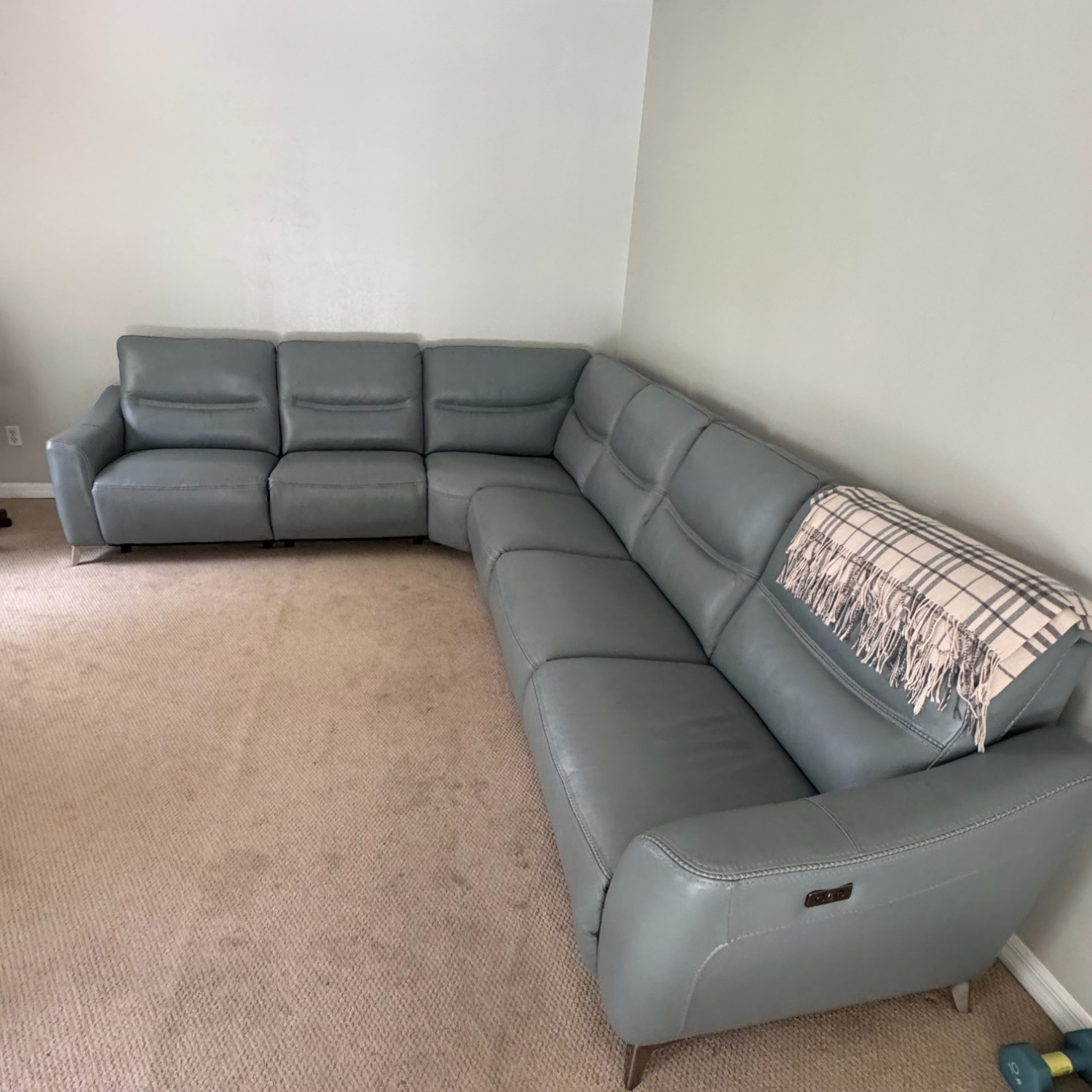 Aqua Leather Sectional  - image-3