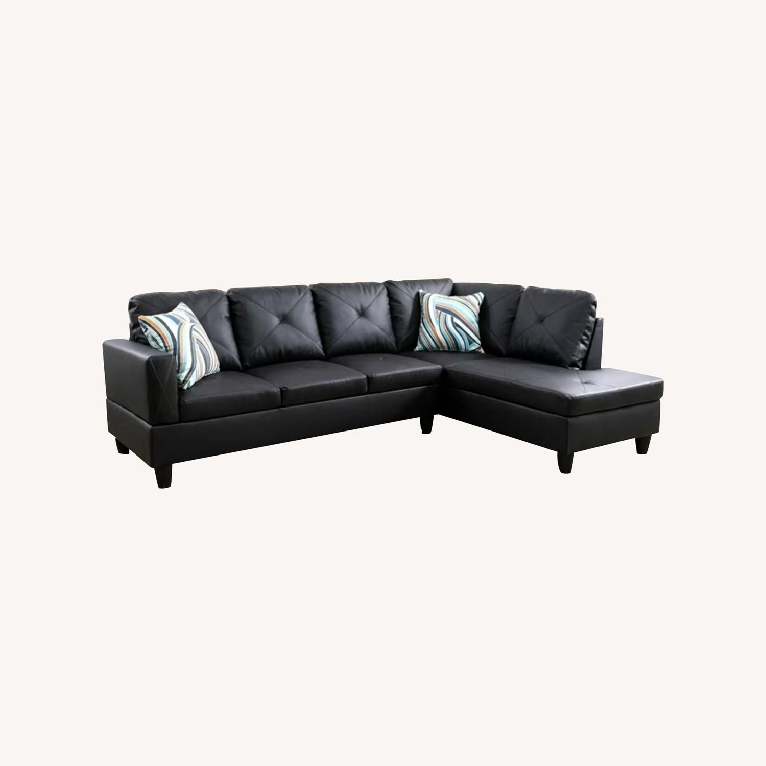 2 piece Black Leather Sectional - image-0