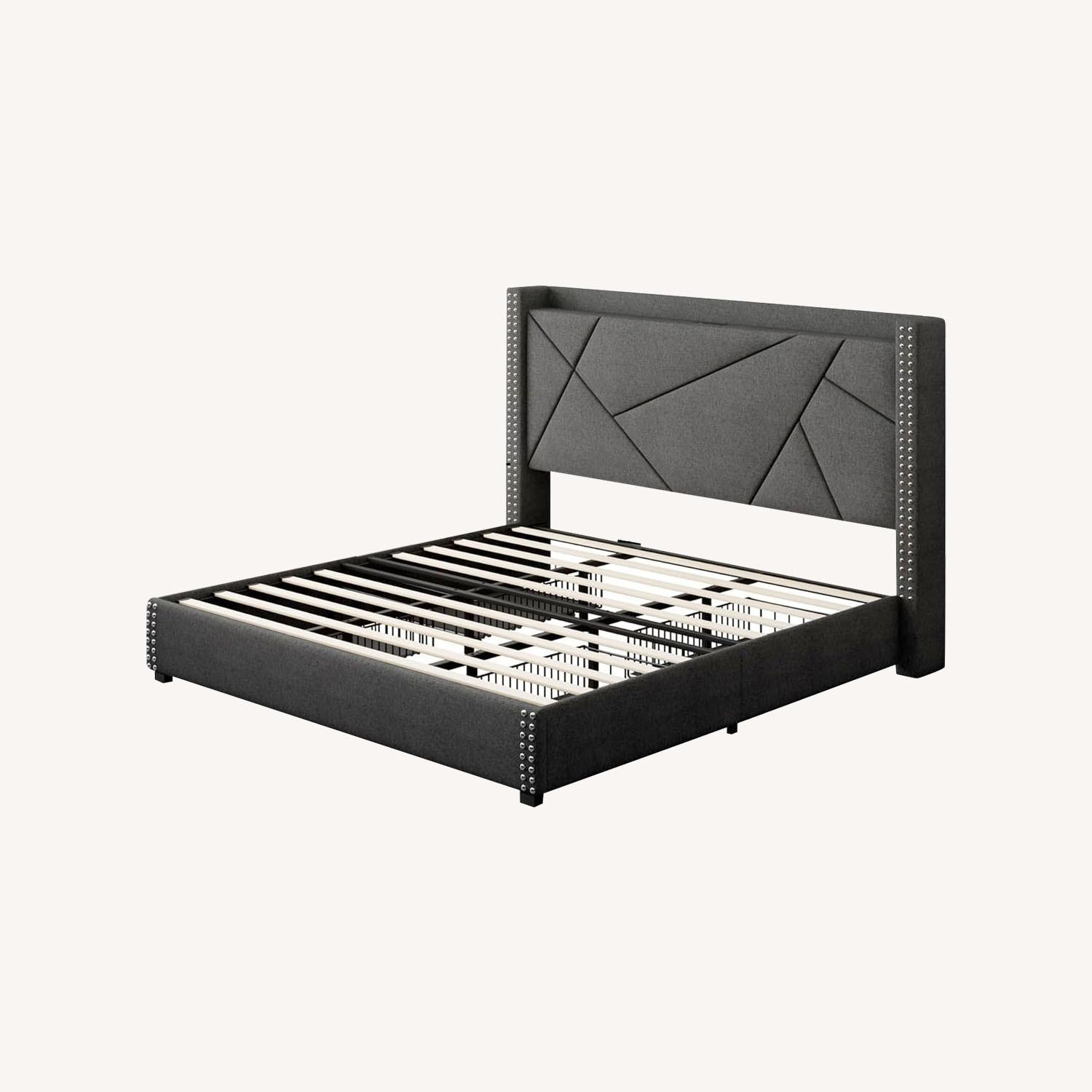 Uphostled Queen Size Bed Frame - image-0
