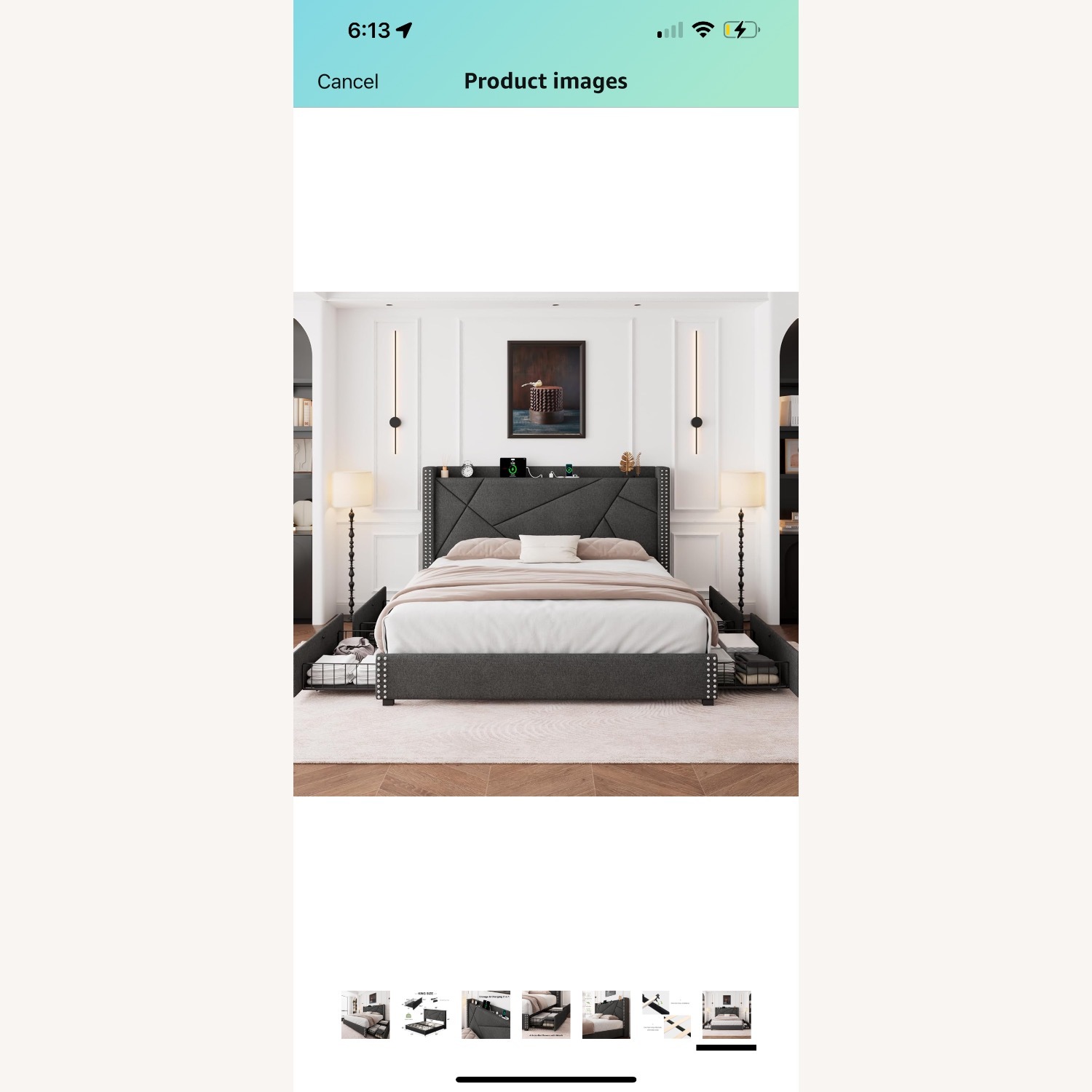 Uphostled Queen Size Bed Frame - image-6