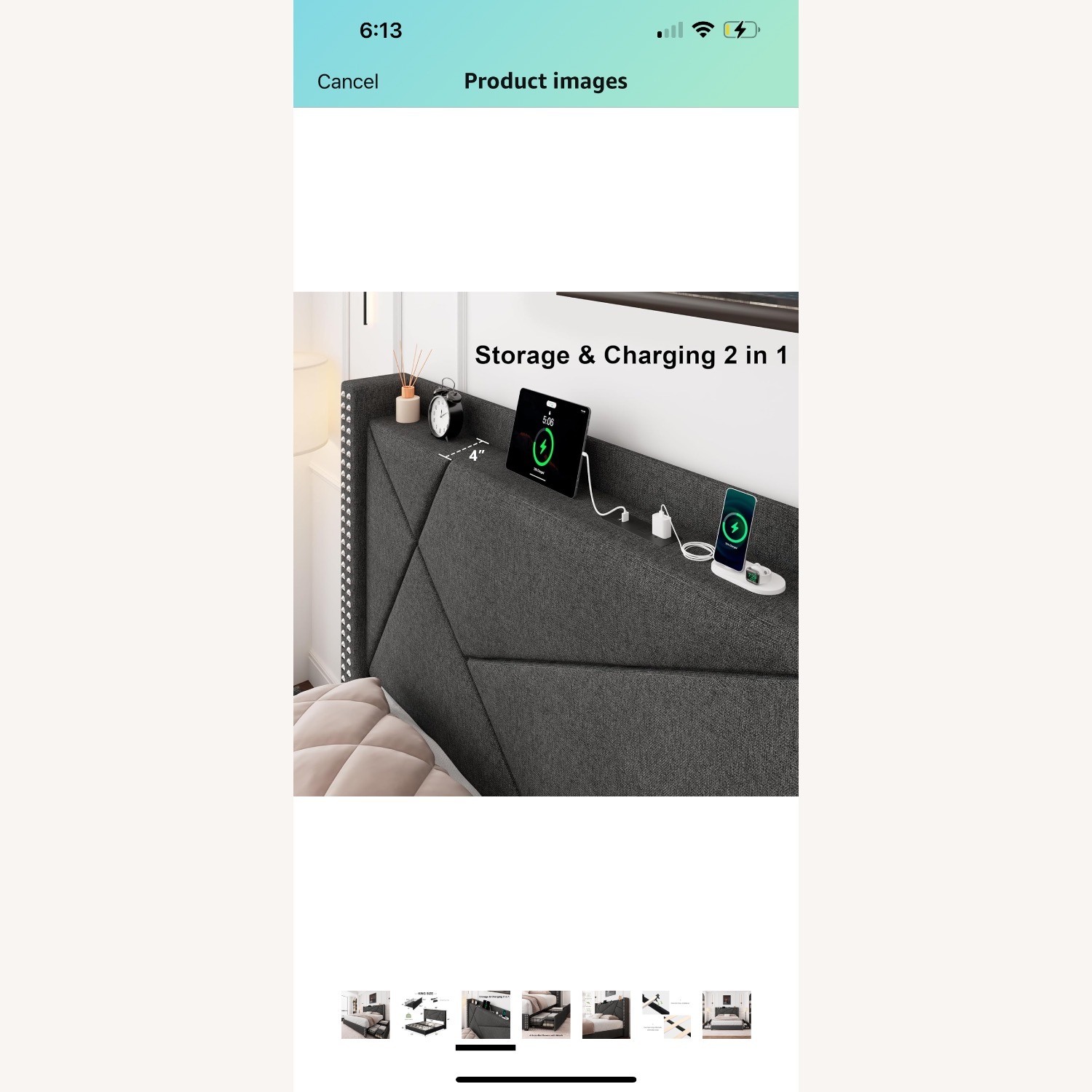 Uphostled Queen Size Bed Frame - image-2