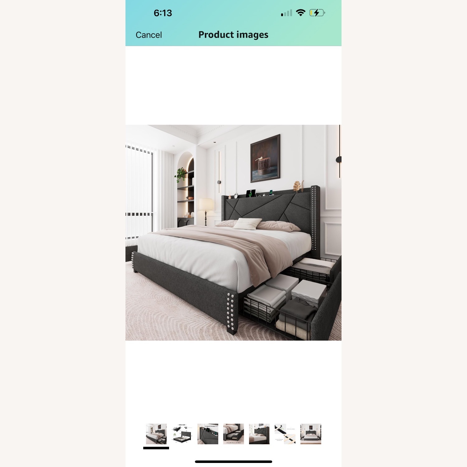 Uphostled Queen Size Bed Frame - image-1