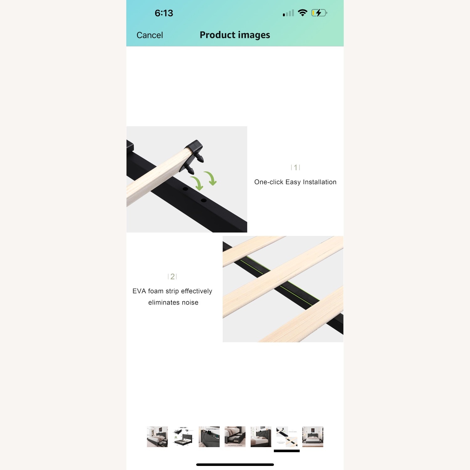 Uphostled Queen Size Bed Frame - image-5