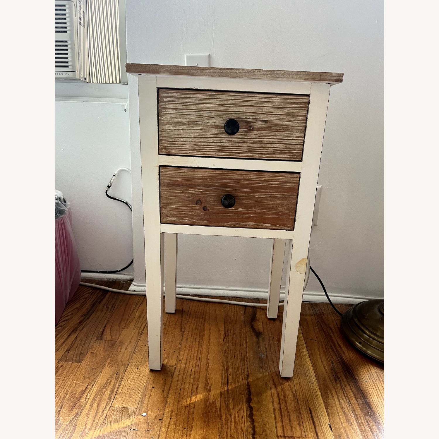 Charming Natural Wood Side Table with Drawers - image-1