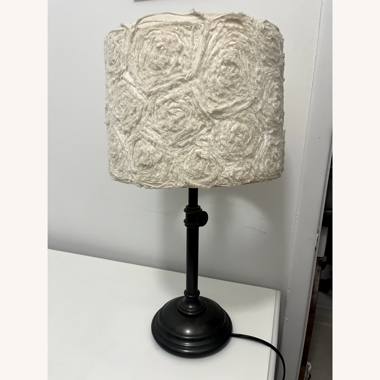 Table Lamp with White Flower Shade - image-1
