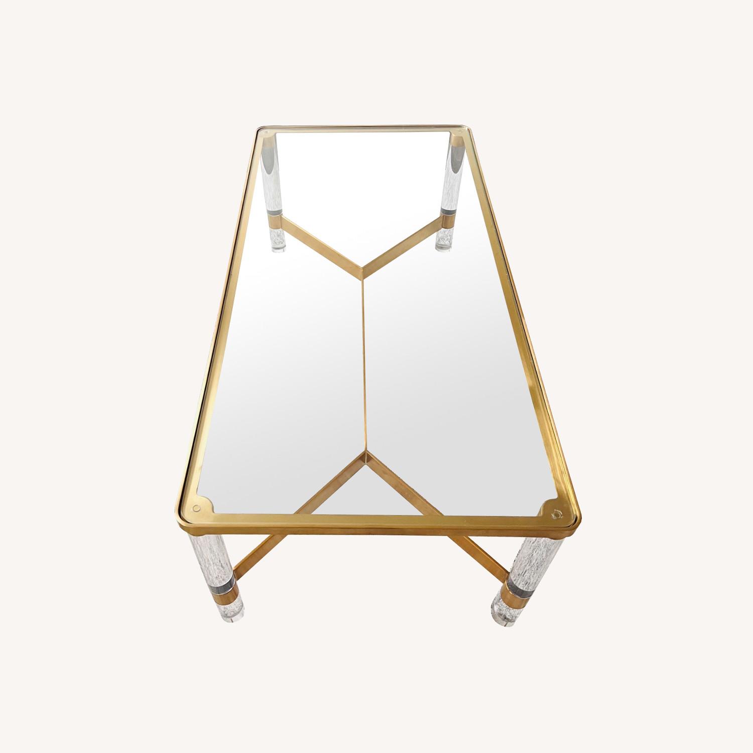Modern Glass & Brass Coffee Table - image-0